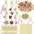 270Pcs Charms Lip Gloss Keychain Making Kit, DIY Craft Supplies with Charms, Key Chain Hooks, Jump Rings, Lobster Clasps, Chains & Tools, Jewelry Making Kit for Custom Keychains, Valentines Gifts