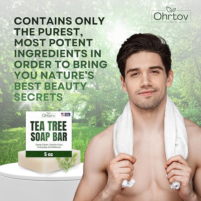 Tea Tree Soap – Natural Defense Tea Tree Oil Wash Bar for Face & Body – Remedy Soap Fights Acne, Skin Irritation, and Prevents Breakouts – Deeply Cleansing, Hydrating Cleanser for Calm, Fresh Skin
