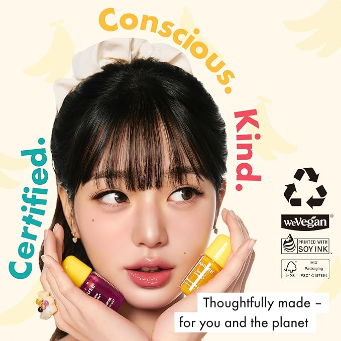Amuse SEOUL Banana Lip Oil (05 CRANBERRY POP) - Moisturzing Lip Oil Stain, Banana Scent, Hydrating Nourshing Crytal Clear Lip Stain, Lightweight Non-Sticky Glossy Finish, Vegan, Korean Beauty Makeup