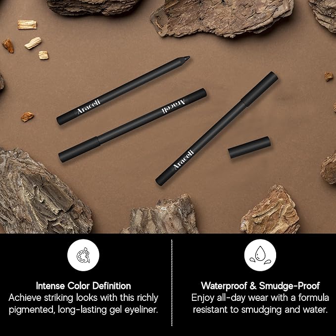 Araceli Beauty Gel Pencil Eyeliner – Water Resistant & Smudge-Proof, Long-Lasting Eye Makeup for Precision Lining & Bold Navy Color