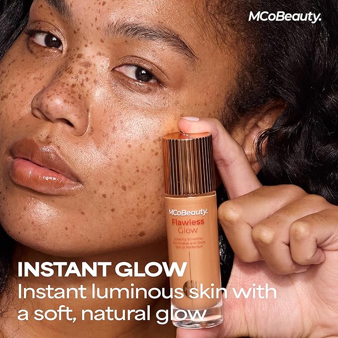 MCoBeauty Flawless Glow Luminous Skin Filter - 3 Light - 4-in-1 Primer, Highlighter & Foundation Booster - Dewy Illuminating Tint Face Makeup with Squalane Vitamin E - Vegan & Cruelty Free