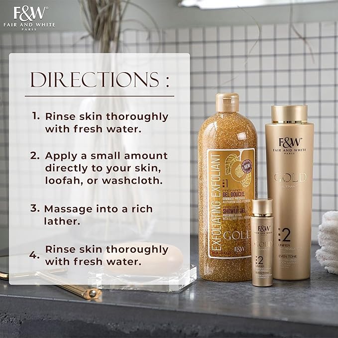 FAIR & WHITE Gold Precious Scrub Exfoliating Body Wash 31.8 fl. oz. / 940 ml
