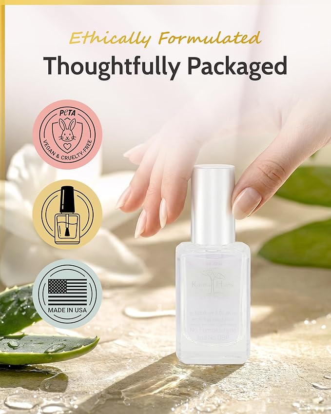 karma organic Base Coat and Top Coat 2 in 1 Nail Polish, Dip Powder & Polygel Base activator, Long Lasting Clear Nail Enamel, Nail Polish Strengthener - (0.43 FL oz)
