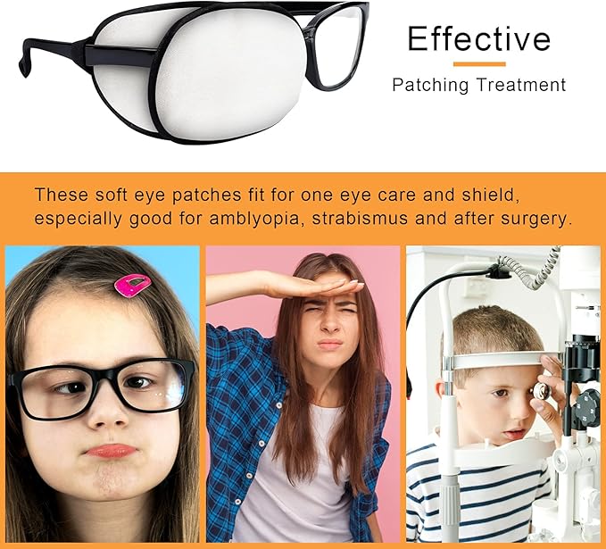 eZAKKA Eye Patches for Adults, Medical Eye Patches Silk Patch for Lazy Eye Amblyopia Strabismus and After Surgery (Purple and White)