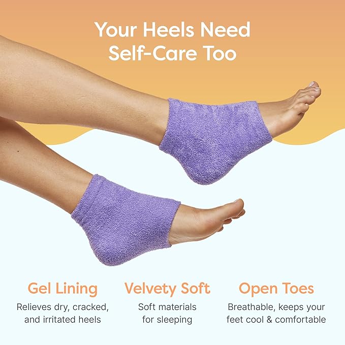 ZenToes Moisturizing Socks for Cracked Heel Treatment, Vitamin E, Olive Oil and Jojoba Oil Infused Heel Socks, Spa Gifts for Women, Mothers Day Gifts (Fuzzy Lilac Purple, Regular)