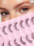 Lashes Natural False Eyelashes Wispy 13mm Eye Lashes Pack C Curl Fake Eyelashes 3D Volume Lash Strips with Thin Band Natural Eyelash For Daily Siligli 7 Pair