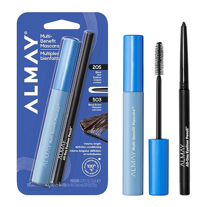 Almay Multi-Benefit Mascara and Eyeliner Duo Value Pack (Packaging May Vary), Black Brown