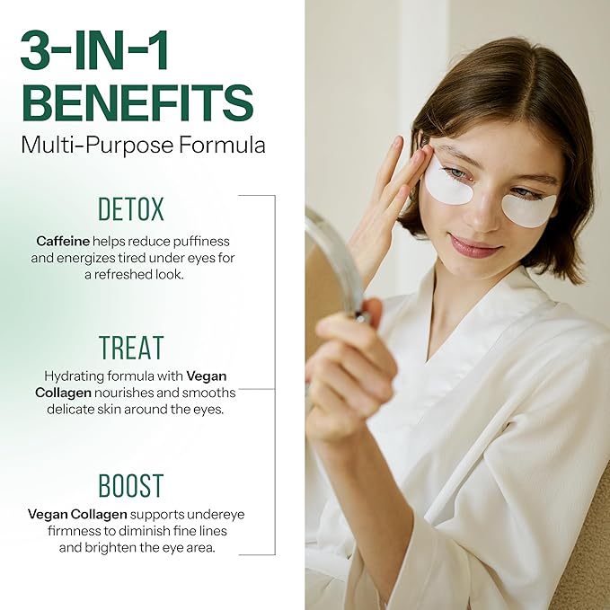 Fortify Skincare Under Eye Patches For Puffy Eyes and Dark Circles - Caffeine, Collagen & Zeolite - 3-in-1: Detox, Treat, Boost - Dermatologist Tested, Anti-Aging, Anti wrinkle Patches- 20 Pairs
