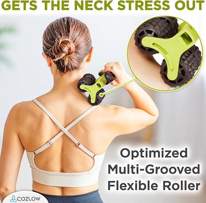 COZLOW 3 in 1 Lymphatic Drainage Massage Tool - Back Massager - Cellulite Roller - Arm + Leg Muscle Trigger Point Myofascial Release