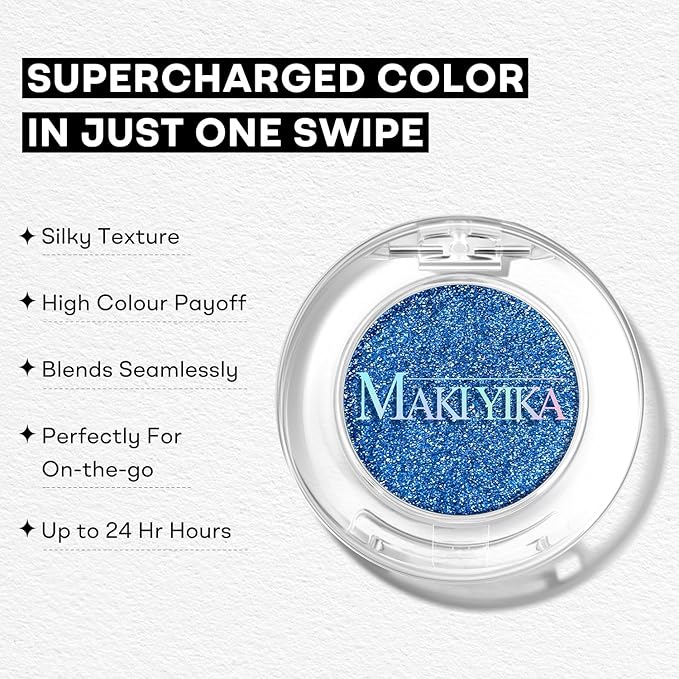 MAKI YIKA Dark Blue Crème Eyeshadow Single, Shimmer Sea Blue Cream Eye Shadow palette for Women Color Stay Long Lasting Waterproof Eye Makeup Monochrome Eyeshadows,#20