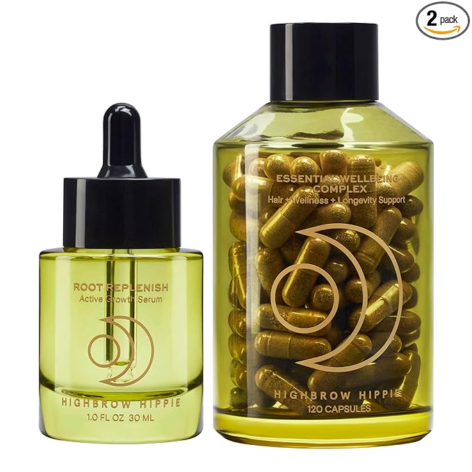 Healthy Hair Duo | Nourish Strands from Within + Revive Scalp Wellness | Hormone, Stress & Microbiome Support | Resveratrol, Adaptogens, B-Vitamins | 1 fl oz Serum + 120 Capsules
