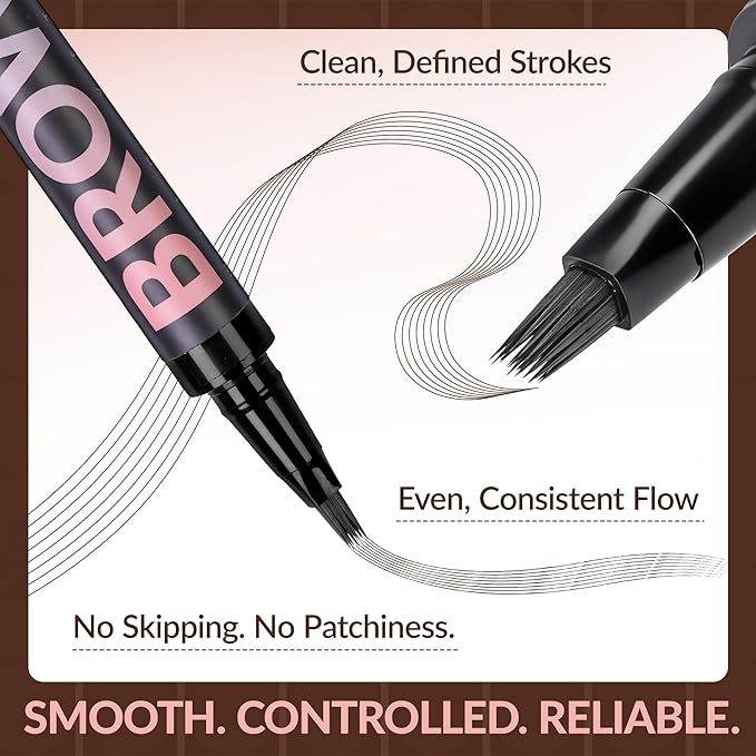 BEPHOLAN Liquid Faux Eyebrow Pen 4D Brush-Tip, Hair-Like Brush Tip Filling Eyebrow Pen,Eye Brow Pencils Waterproof Brow Makeup, Last All-Curved Tip for Natural Fuller-Looking Brows(Grey)