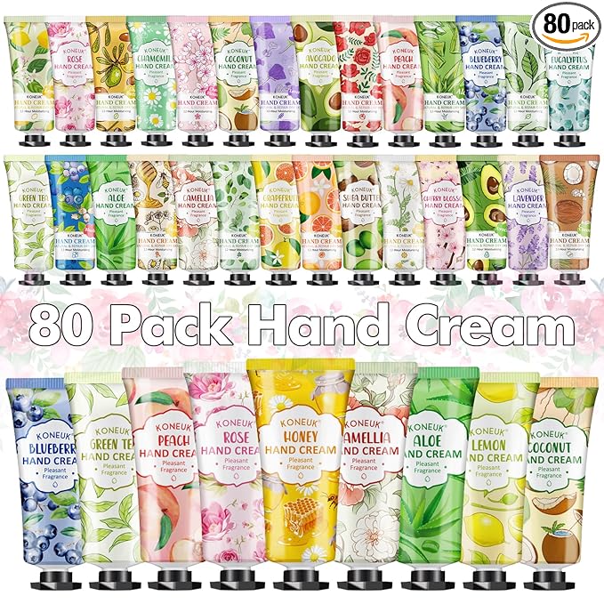 80 Pack Hand Cream Set for Dry Cracked Hands, Bulk Hand Lotion Travel Size for Mothers Day Gifts, Mini Hand Cream for Teacher Appreciation Gifts, Birthday Gifts and Bridal Shower Gifts for Guests