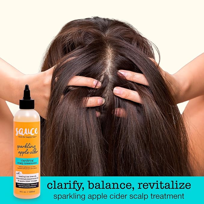 SAUCE BEAUTY Clarifying Scalp Treatment (8 Fl Oz ) Sparkling Apple Cider Scalp & Hair Cleanser, Buildup remover with Apple Cider Vinegar & Tea Tree Oil for Dry, Itchy Scalp, All Hair Types