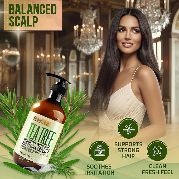 Tea Tree Shampoo - Sulfate Free, Anti Dandruff Deep Cleanse for Oily and Itchy Scalp - Buildup Remover - Professional Oily Hair Salon Formula - Paraben Free Shampoo for Women and Men - 16 Fl Oz