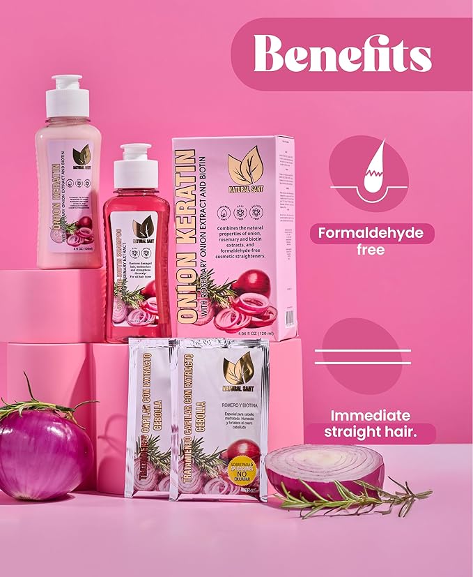 NATURAL SANT - Onion Keratin DuoBox 120ml – Deep Repair & Smoothing for Dry, Damaged Hair, Frizz Control & Heat Protection with Biotin & Rosemary | Dry, Damaged Hair