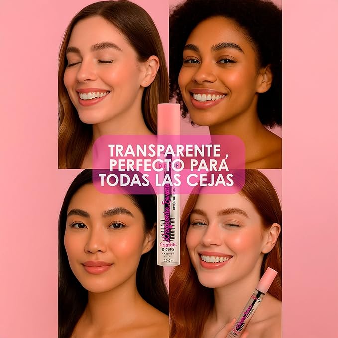 PINK UP Organic Brows| Eyebrow Gel | Brow Gel| Clear Mascara | Transparent gel to comb the eyebrows| Provides definition and volume| Maximum fixation| Model PKOE01