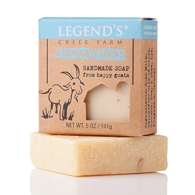 Legend's Creek Farm Goat Milk Soap - Cleansing Moisturizing Bar for Hands and Body - 5 Oz Creamy Lather, Nourishing, Gentle Natural Soap for Sensitive Skin (Sweetwater, Pack of 2)