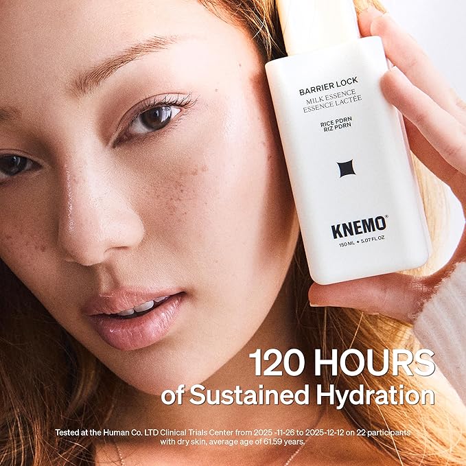 KNEMO BARRIER LOCK Rice PDRN Milk Essence - Intense Hydrating Barrier Repair Toner with 6 Ceramides Deep Moisture for Dry, Sensitive, & Irritated Skin
