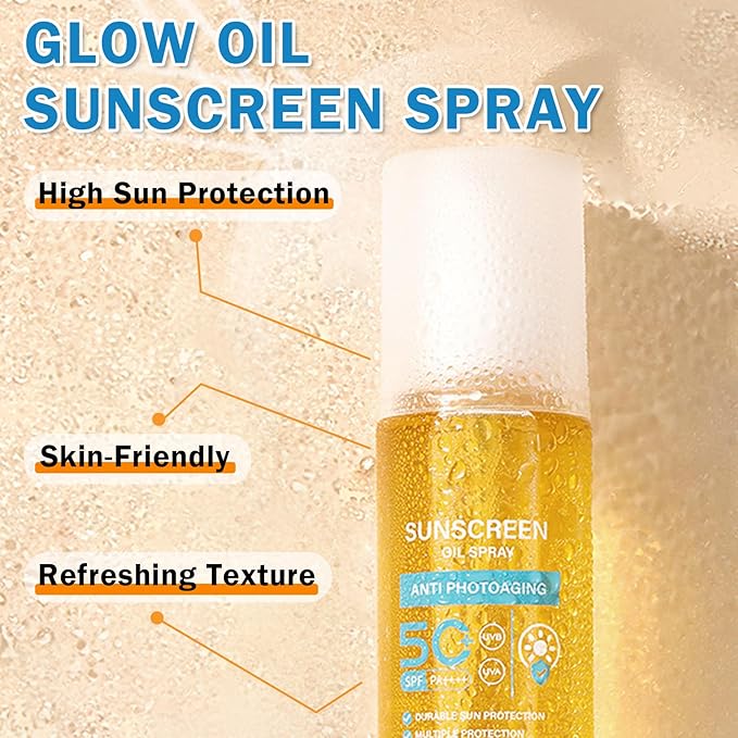 DAMUSI Sunscreen Oil Body Sunscreen Spray Spf 50 Glow Sunscreen Mist Hydration Lightweight Spf Body Oil,Broad Spectrum UVB/UVA Protection