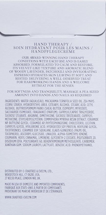 Crabtree & Evelyn Calming Hand Cream Therapy, Lavender and Espresso, 3.45 oz