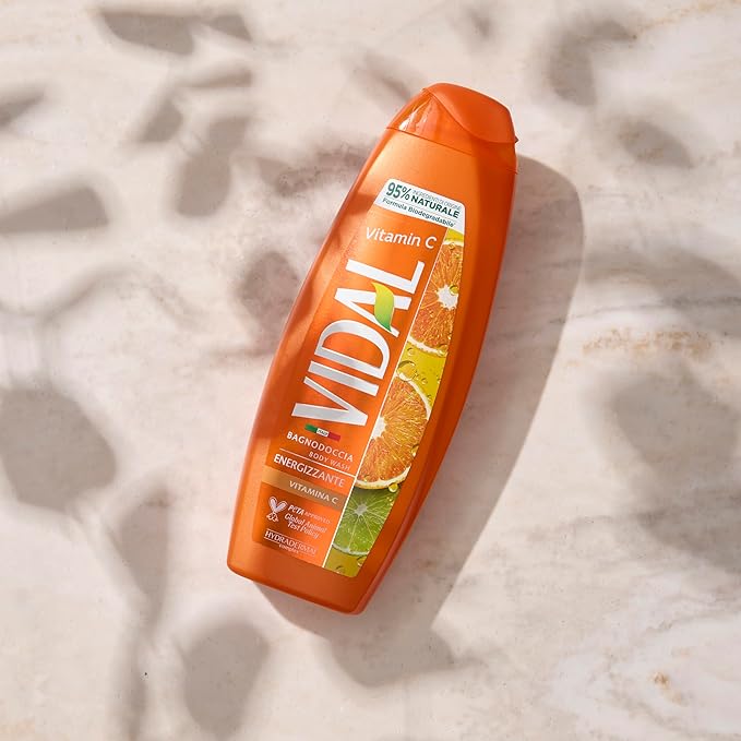 Vidal Vitamin C Shower Gel, Energizing 250 ml, 8.4 Fl Oz (Italian Import)