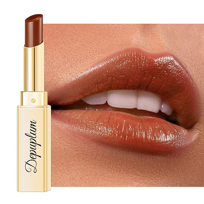 Depuplum Brown Lipstick for Women Moisture Lip Gloss Tinted Lip Balm Sheer Lipsticks for Mother's Day Nourishing Hydrate Glossy Lipstick for Dry Lips,DM94 Caramel