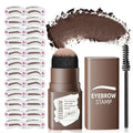 Eyebrow Stamp Stencil Kit - Long-Lasting Eyebrow Powder with Brush, Waterproof & Smudge-Proof Brow Shaping Kit with 24 Reusable Thin & Thick Eyebrow Stencils for Voluminous Brow (Dark Brown)