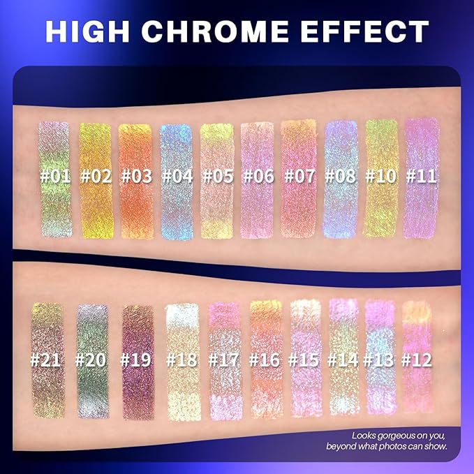 CHARMACY Liquid Duochrome Eyeshadow, Multi-Dimensional Eye Looks, Long Lasting Glitter Eye Shadow Sets Metallic Pigments, Quick Drying, Sparkling Shiny Eye Makeup for Beginners, 1.6g (#13)