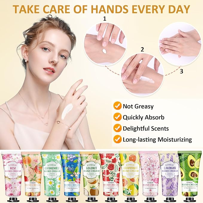 KONEUK 160 Pack Hand Cream Gifts Set, Mothers Day Gifts, Thank You Gifts, Bridesmaid Gifts, Birthday Gifts and Nurses Week Gifts, Bulk Hand Lotion Travel Size for Dry Cracked Hands