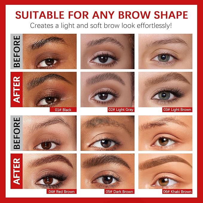 Browcharm Microblading Eyebrow Pencil,0.1mm Ultra-Fine Tip,3-in-1 Waterproof Eyebrow Pencil,with Eyebrow Powder&Eyebrow Brush,Hair-Like Strokes,Shapes,Fills Brow Makeup (05 Deep Brown)