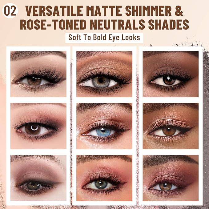 SUSIKEKI 2PCS Neutral Nude Matte Shimmer Eyeshadow Palette - 6 Colors Mini Travel Size, Highly Pigmented Brown & Pink Eye shadow, Long Lasting Vegan Makeup Palette with Brush Set for Daily Use