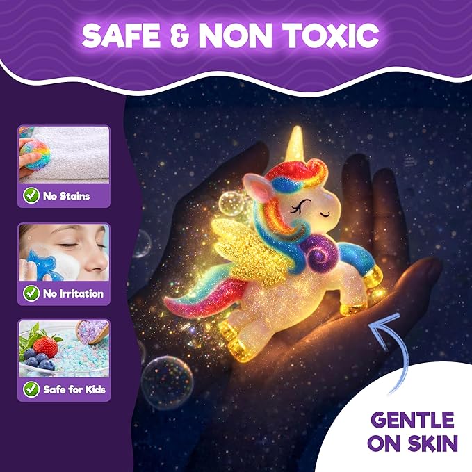 Doctor Jupiter Unicorn Glow Soap Making Kit for Kids, Unicorn Toys for Girls Ages 4-5-6-7-8 | Crafts for Girls, Birthday Gift Ideas for 4+ Year olds | 25+ Soap Recipes