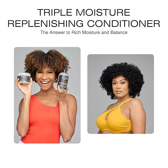 tgin Triple Moisture Replenishing Conditioner for Natural Hair – Conditioner for Women with Deep Hydration for Soft, Shiny, Manageable Curls – Easy Detangling, Frizz Control, Color Safe (13 oz)
