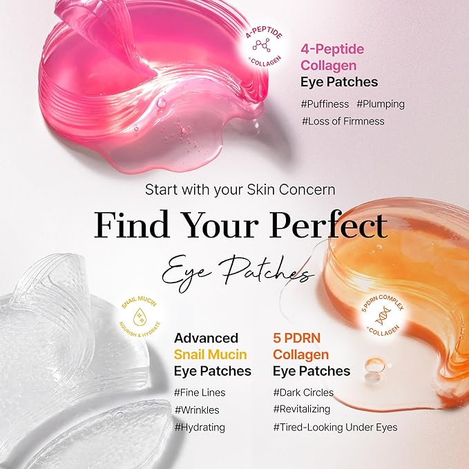 COSRX 5-PDRN Complex Collagen Gel Eye Patches for the look of Dark Circles and Uneven tone, Radiance Care for Tired Under-Eyes with Salmon DNA & Vitamin C, Korean Skincare, Mothers day gift for Mom