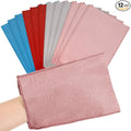 Tatuo 12 Pieces Korean Exfoliating Mitt Glove Italy Towel Body Skin Scrubber Exfoliating Scrubber for Remove Dead Skin Washcloth Korean(Small,Pink, Brick Red, Gray, Blue)
