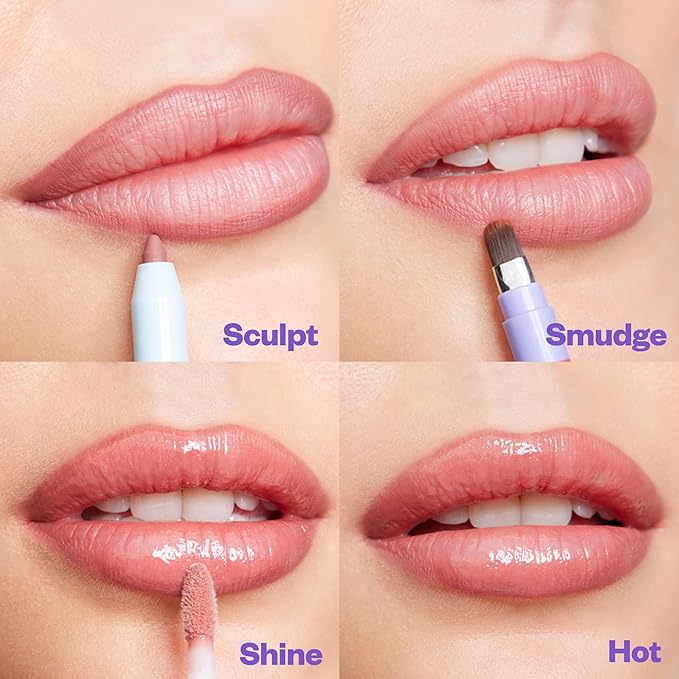 Kosas Hotliner Retractable Lip Liner Pencil with Built-In Brush & Sharpener - Easy Contouring, Hydrating, Long-Lasting - Pigmented Creamy Texture for Plumping Lips - Hyaluronic Acid & Konjac -100