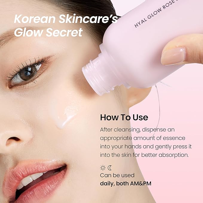 DERMALOGY by Neogen Hyal Glow Rose Essence - Hydrating Essence with 74% of Damask Rose Water & Flower Oil & Extract 160ml / 5.41 oz