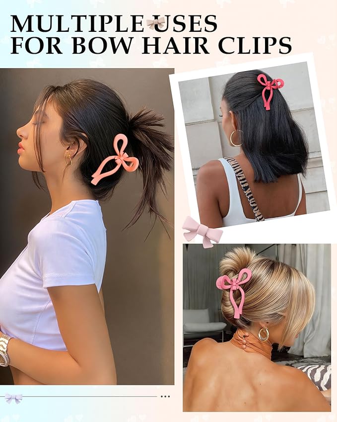 4 PCS Bow Hair Clips for Women Bow Claw Clip 5" Extra Large Hair Claw Clips for Thick and Long Hair Cute Bows Big Clip Mother’s Day Gift for Mom