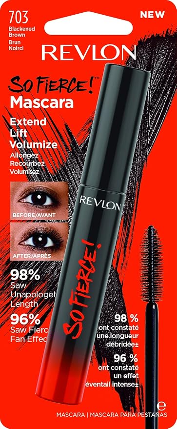 Revlon Mascara, So Fierce Eye Makeup, Lasts up to 24 Hours, No Clump, Smudge-Proof, Flake-Free, 703 Blackened Brown, 0.25 fl oz