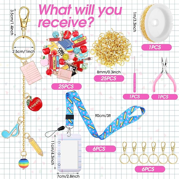 Nosiny 71 Pcs 6 Set Teacher Appreciation Gifts Charms Lip Gloss Keychain ID Badge Holder Thank You Teachers Graduation Gifts