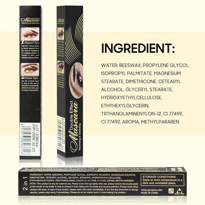 Volume and Length Liquid Mascara - Lengthening & Thickening Softer Fuller Lashes Black Mascara 5x Longer Washable, Curling Eyelashes and Fast Dry, Create Charming Eye Makeup (Black)