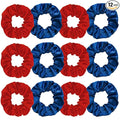 Silk Satin Scrunchies for Women Girls 12 PCS Blue & Red Hair Scrunchies Silk Satin Hair Ties for Thick Hair Bulk Hair Ties Hair Accessories