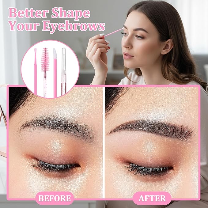 230 Pcs Micro Eyebrow Lash Spoolies Set Lash Lift Kit Eyelash Extension Supplies Pink Brow Lamination Supplies Disposable Eyebrow Spoolies Brush Lip Applicators Micro Swab Brush for Eyelash Extension