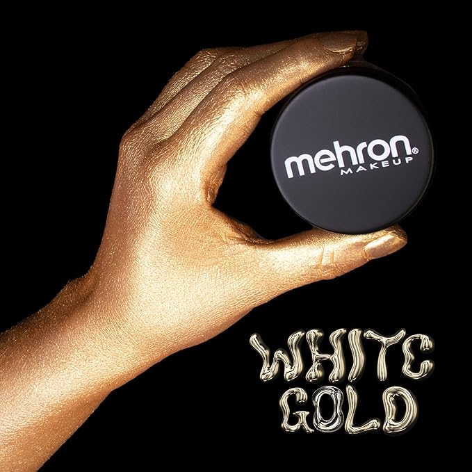 Mehron Makeup Artist Pigment – Metallic FX Powder | Metallic Powder Pigment for Face & Body Paint, Eyeshadow & Eyeliner, Cosplay .15 oz (4.1 g) (White Gold) | Made in the USA