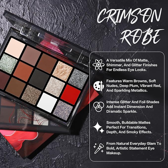 UCANBE 15 Colors Matte Shimmer Metallic Glitter Eyeshadow Palette – Highly Pigmented Blendable Powder, Neutral Warm, Smokey & Bold Shades Makeup Palette