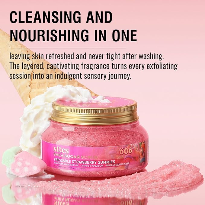 Sttes Smell Rio Shea Sugar Body Scrub 02 (Irresistible Sunshine) – Pistachio & Salted Caramel Scent Shower Treatment 250g