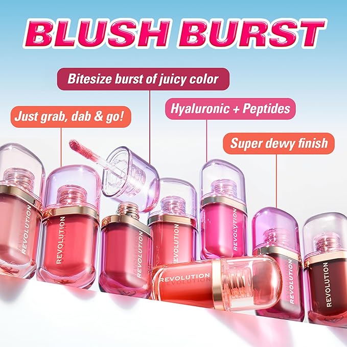 Revolution, Superdewy Liquid Blush Burst, Buildable Color for Cheek, Serum Formula with Peptides & Hyaluronic Acid, Vegan & Cruelty-Free, Watermelon Pop Coral, 0.14 oz