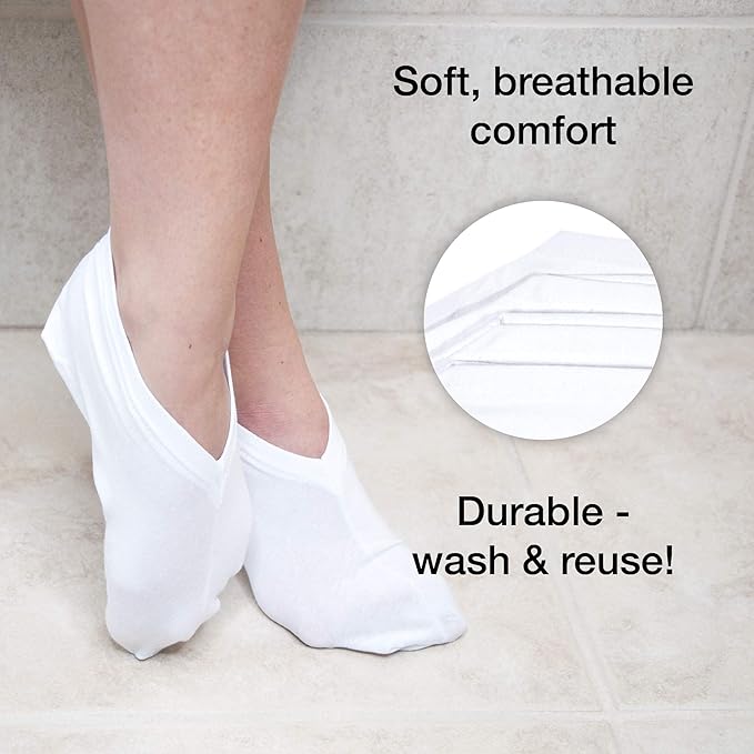 Eurow Moisturizing Cotton and Spandex Therapy Socks for Softening Dry Feet, Deep Hydration, and Spa-Like Skin Care Treatment, Perfect for Cracked Heels and Rough Skin, 2-Pair Set, White