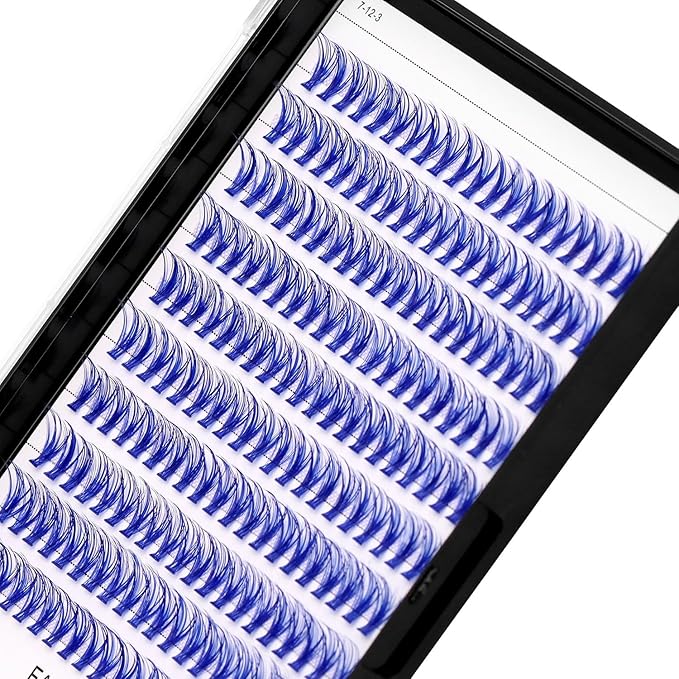 →VAYATOR False Eyelashes 3Styles D Curl 10-18mm 200Pcs To Choose Lashes Extensions Cluster Individual Lash Extensions Reusable False Eyelashes Easy Grafting （Dark Blue-D Curl-12mm）